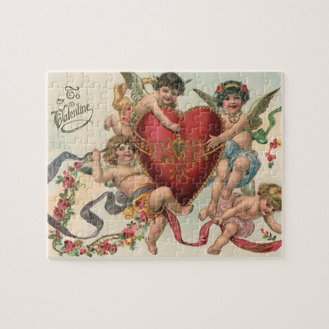 Vintage Viktorianische Valentine, Cherubs Angeln H Puzzle (Horizontal)