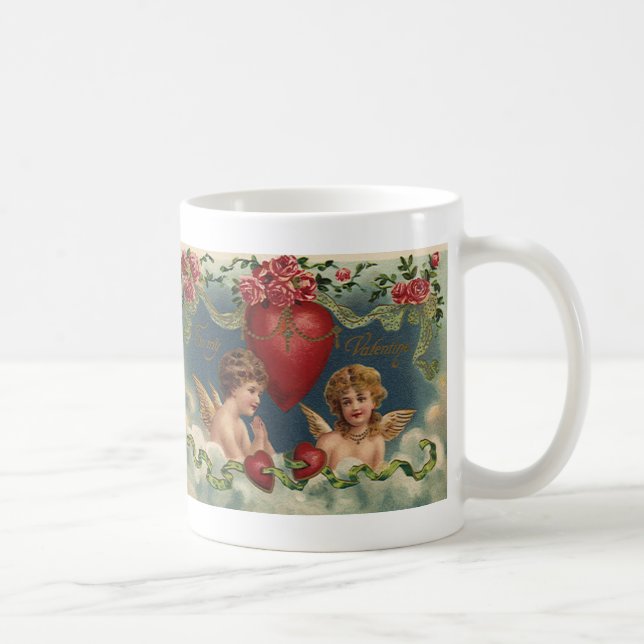 Vintage Viktorianische Valentinstag Engel im Himme Tasse (Rechts)