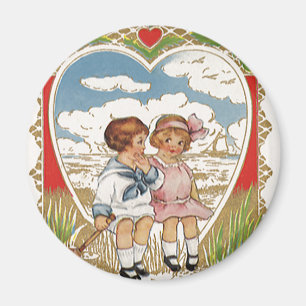 Vintage viktorianische Valentinstag-Kinder im Magnet