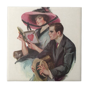 Vintage Viktorianische Valentinstag Liebe und Roma Fliese
