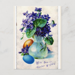 Vintage Viktorianische Violetten und Eier Ostergru Postkarte
