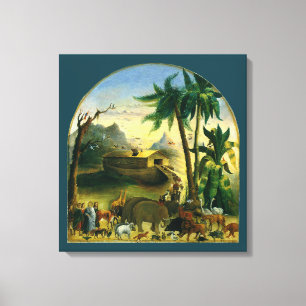 Vintage viktorianische Volkskunst, Noahs Arche Leinwanddruck