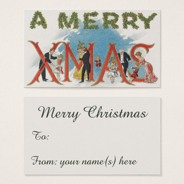 Vintage Viktorianische Weihnachten, ein frohes Wei (Vorne & Hinten)