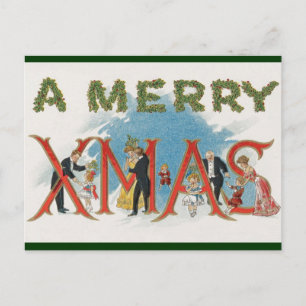 Vintage Viktorianische Weihnachten, ein frohes Wei Postkarte