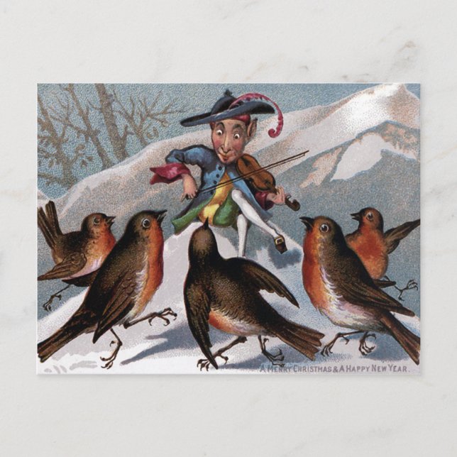 Vintage Viktorianische Weihnachten Postkarte (Vorderseite)