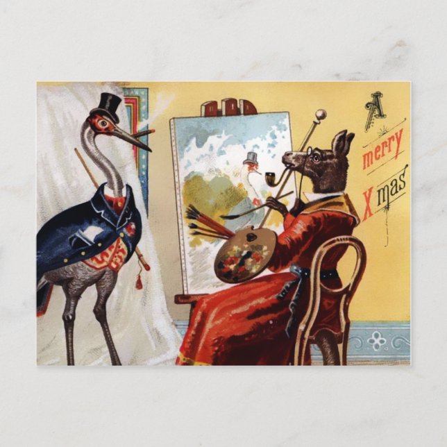 Vintage Viktorianische Weihnachten Postkarte (Vorderseite)