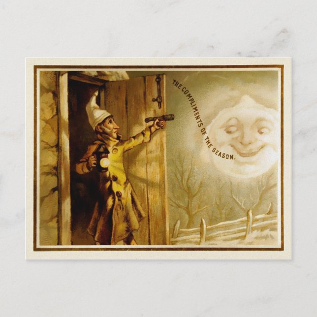 Vintage Viktorianische Weihnachten Postkarte (Vorderseite)