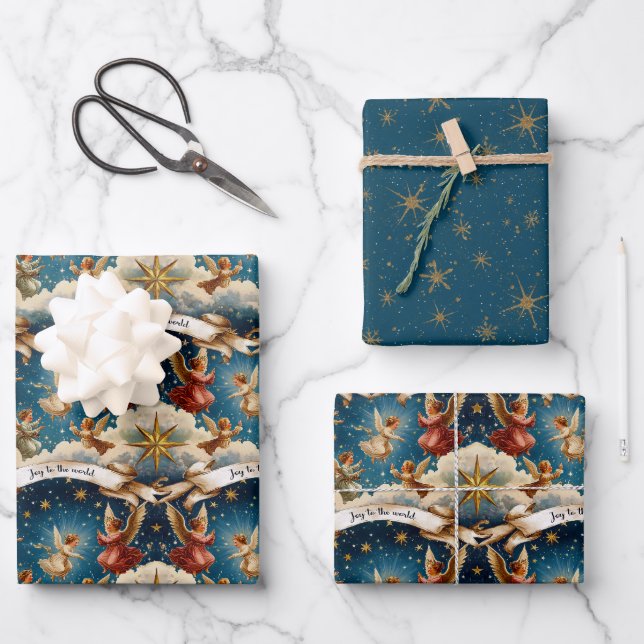 Vintage Viktorianische WeihnachtsAngels Geschenkpapier Set (Vorderseite)