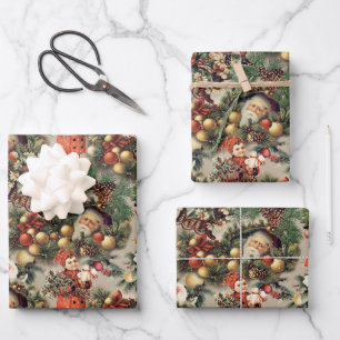 Vintage Viktorianische Weihnachtsbaubles Geschenkpapier Set