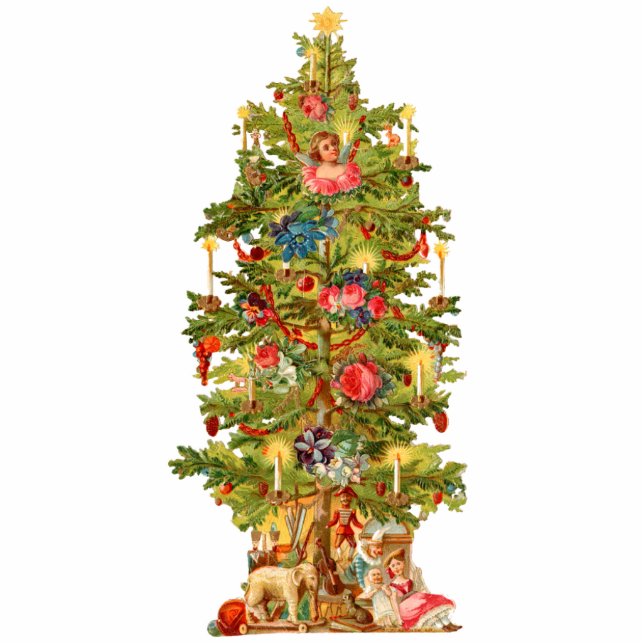 Vintage viktorianische Weihnachtsbaum-Verzierung Fotoskulptur Ornament (Vorne)
