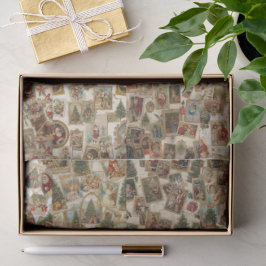 Vintage viktorianische Weihnachtscollage Retro-Fei Seidenpapier