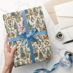 Vintage viktorianische Weihnachtscollage Retro-W Geschenkpapier
