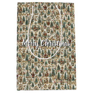 Vintage viktorianische Weihnachtscollage Retro-W Mittlere Geschenktüte