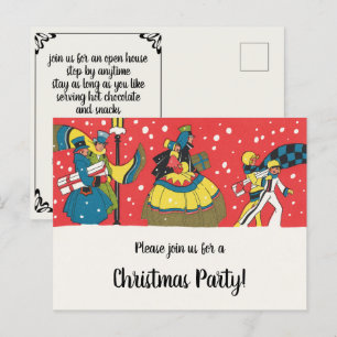 Vintage viktorianische Weihnachtsfeier-Einladung Postkarte