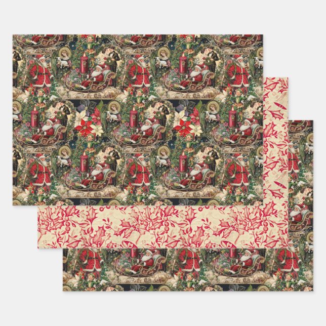 Vintage Viktorianische Weihnachtsfeier & Rich Mont Geschenkpapier Set (Set)