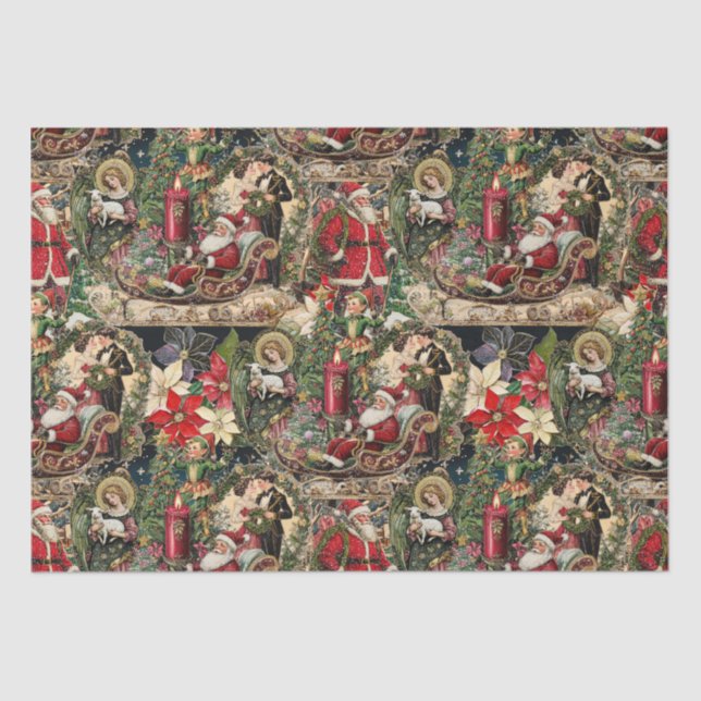 Vintage Viktorianische Weihnachtsfeier & Rich Mont Seidenpapier (Vorderseite)