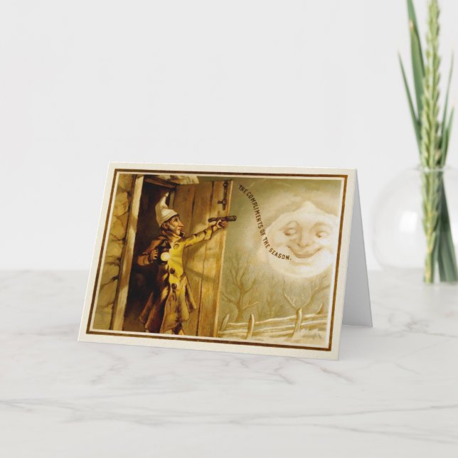 Vintage Viktorianische Weihnachtskarte Feiertagskarte (Vorderseite)