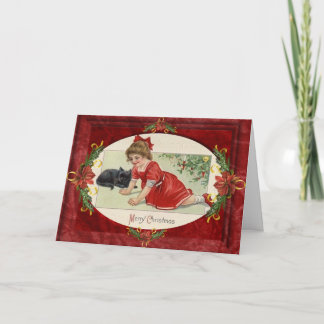 Vintage viktorianische Weihnachtskarte Feiertagskarte