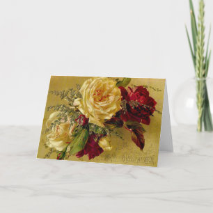 Vintage Viktorianische Weihnachtskarte mit Blume Feiertagskarte