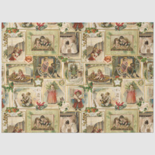 Vintage Viktorianische Weihnachtskarten-Collage Seidenpapier