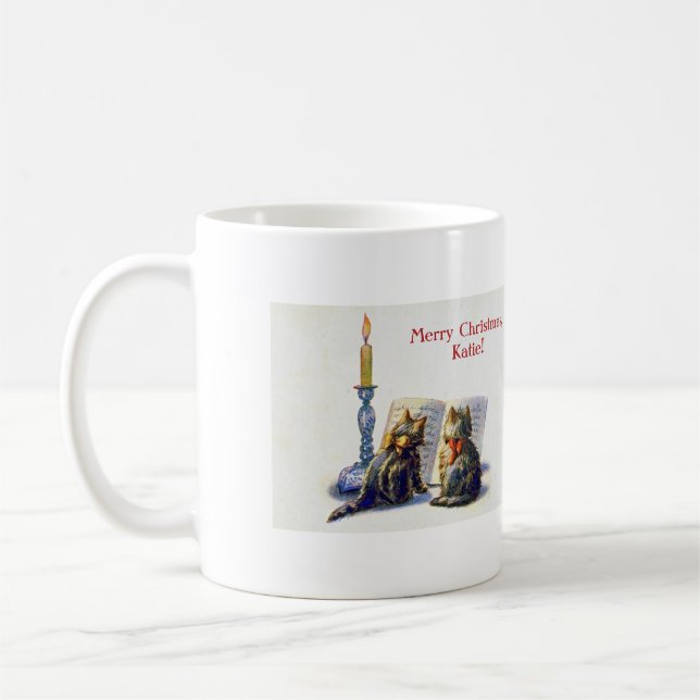 Vintage Viktorianische Weihnachtskatzen Tasse (Links)