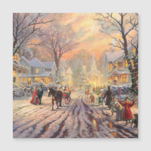 Vintage viktorianische Weihnachtslandschaft im Sch Magnetkarte