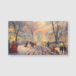 Vintage viktorianische Weihnachtslandschaftskarte Magnetkarte