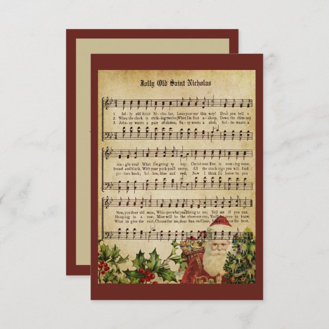 Vintage Viktorianische Weihnachtsmusik Dankeskarte (Vorne/Hinten)