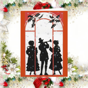 Vintage viktorianische Weihnachtssänger-Silhouette Feiertagskarte