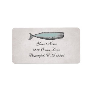 Vintage Viktorianische Whale Beach-Adresse Adressaufkleber