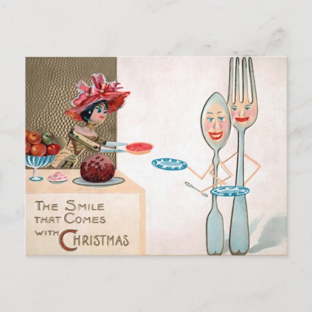 Vintage Viktorianische Wohn Puppe Weihnachtskarte Postkarte (Vorderseite)