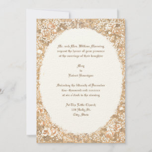 Vintage Viktorianische Zeitleiste und Blume Oval R Einladung