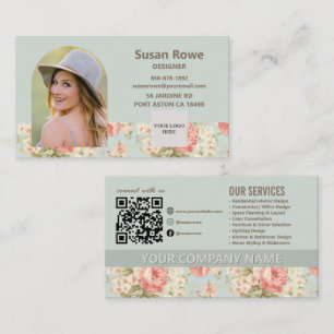 Vintage viktorianischer floraler Rosen QR-Code-Bog Visitenkarte