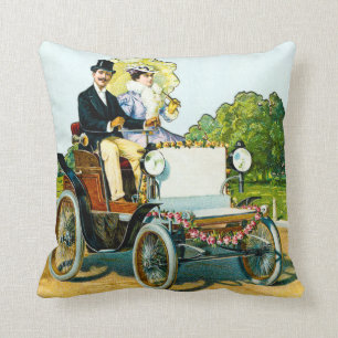 Vintage viktorianischer Gentleman und Lady Autofah Kissen