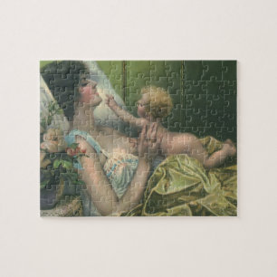 Vintage viktorianischer Muttertag, Mutter mit Baby Puzzle