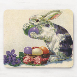 Vintage viktorianischer Osterhase, Eier und Blumen Mousepad