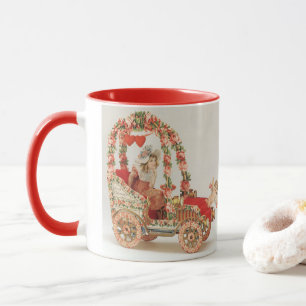Vintage viktorianischer Valentinstag, Auto mit Blu Tasse