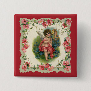 Vintage viktorianischer Valentinstag Cherub auf Te Button