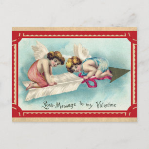 Vintage viktorianischer Valentinstag Engel Cherub Postkarte