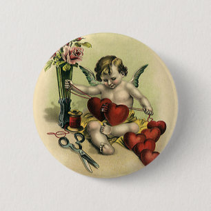 Vintage viktorianischer Valentinstag-Engelsnäherin Button
