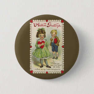 Vintage viktorianischer Valentinstag, schüchterne Button
