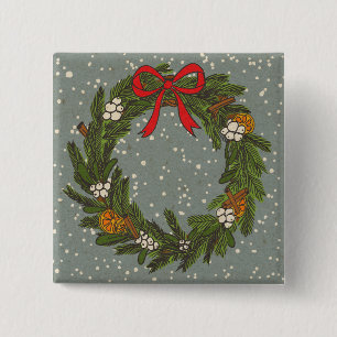 Vintage viktorianischer Weihnachtskranz Button