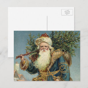 Vintage viktorianischer Weihnachtsmann mit Weihnac Feiertagspostkarte