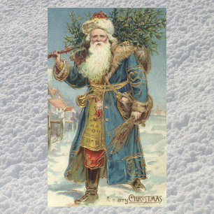 Vintage viktorianischer Weihnachtsmann mit Weihnac Rechteckiger Aufkleber