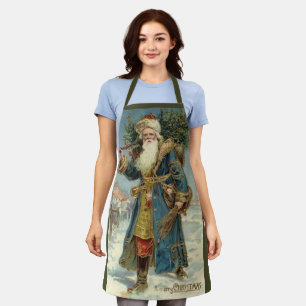 Vintage viktorianischer Weihnachtsmann mit Weihnac Schürze