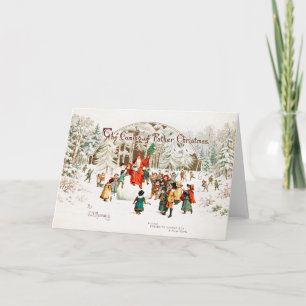 Vintage viktorianischer Weihnachtsmann Schneewald Karte