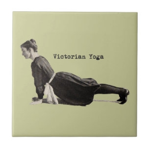 Vintage viktorianischer Yoga-Frauen-Aufwärts-Hund- Fliese