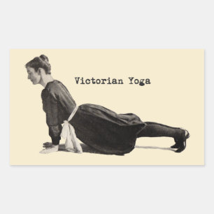 Vintage viktorianischer Yoga-Frauen-Aufwärts-Hund- Rechteckiger Aufkleber