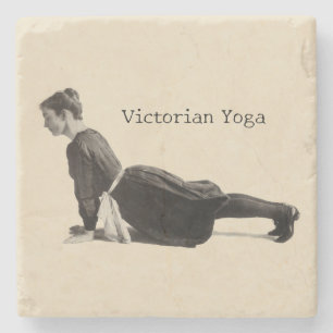 Vintage viktorianischer Yoga-Frauen-Aufwärts-Hund- Steinuntersetzer