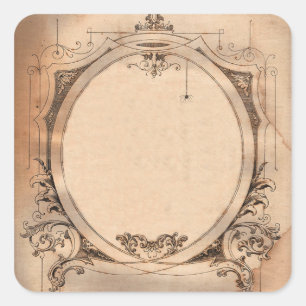 Vintage viktorianisches Dandy-Chic anpassbares Eti Quadratischer Aufkleber